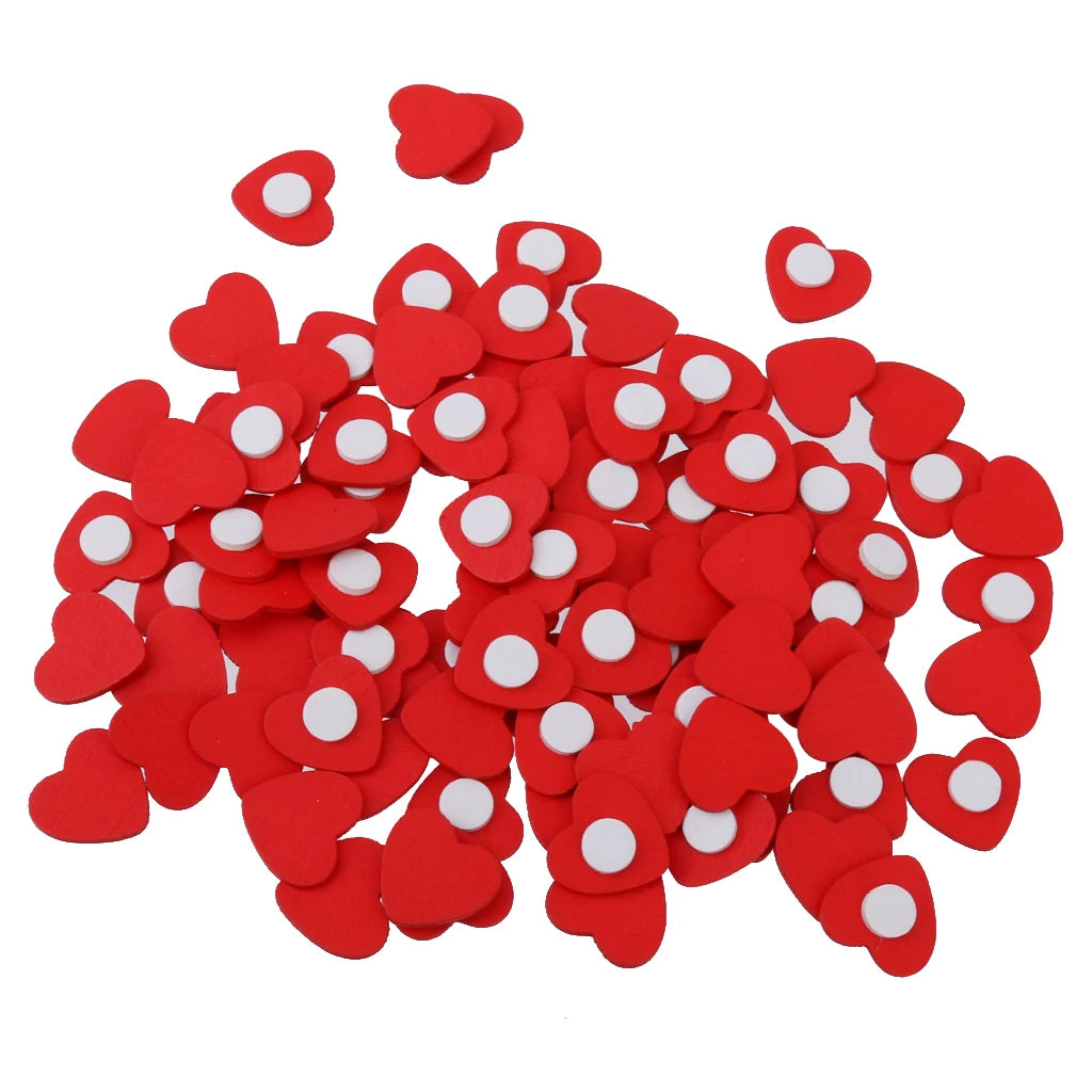 décoration événement mariage coeurs rouges adhésifs simples bois blanc centralscriçãoption courte