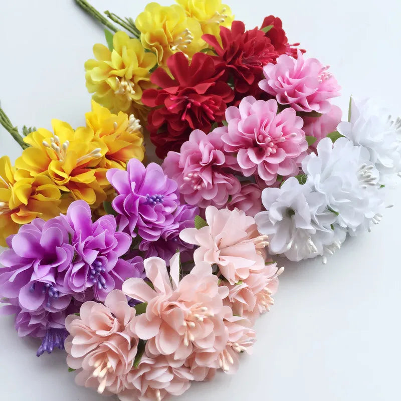 bouquets fleurs artificielles marguerites chrysanthèmes scrapbooking mariage décoration festive