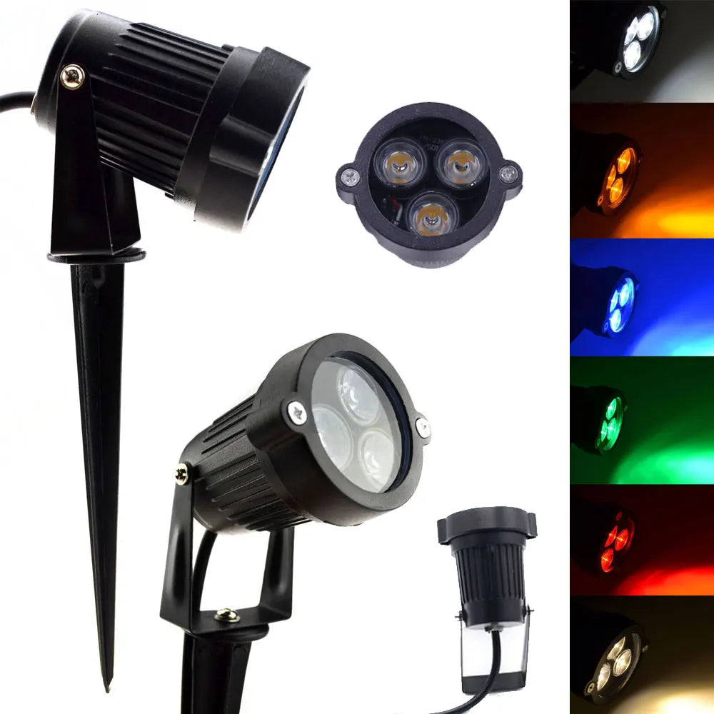 projecteur led noir moderne imperméable ip65 70x60x127 mm piquet câble électrique
