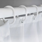 rideau douche moderne blanc polyester respectueux environnement anneaux texture légèrement rugueuse opaque