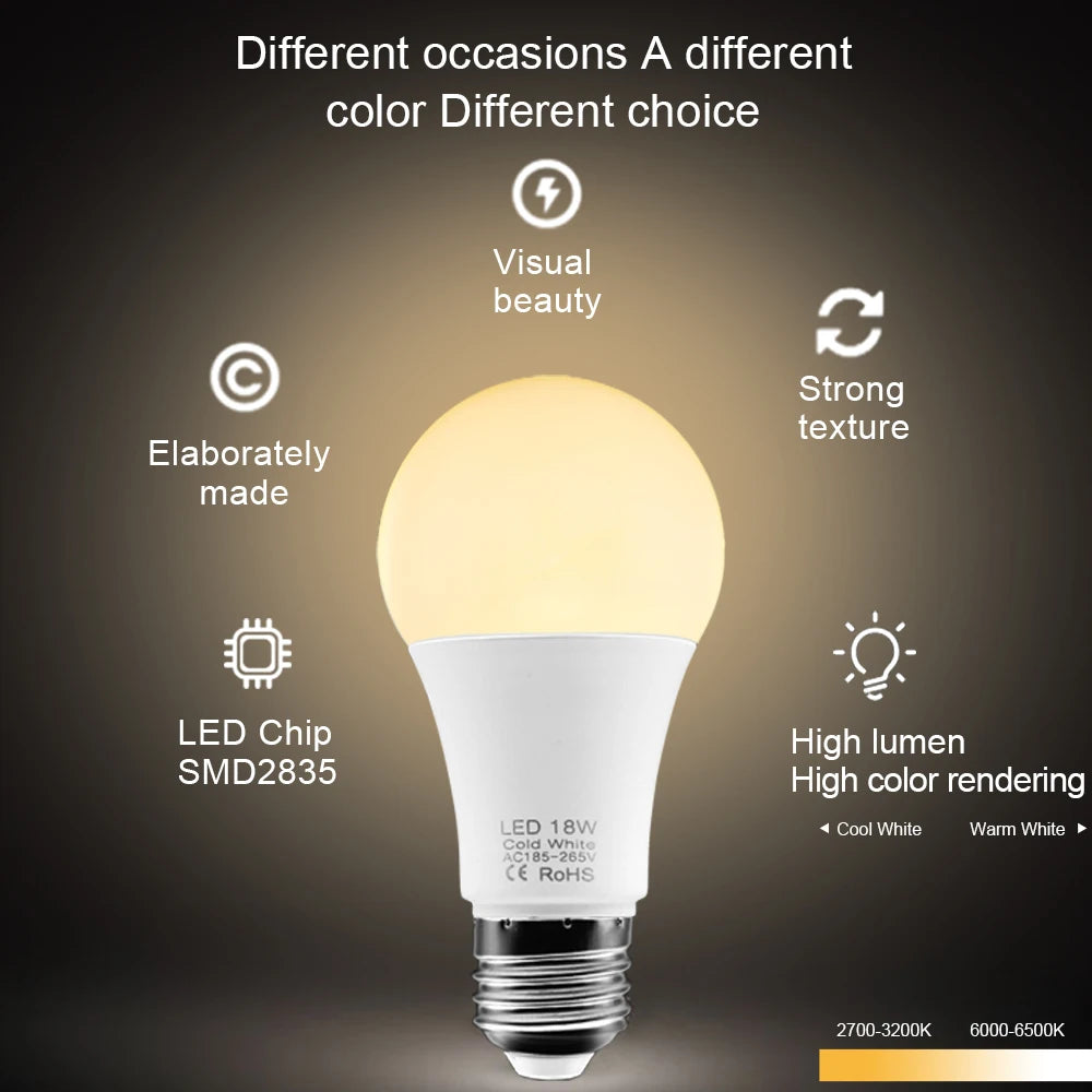 ampoules led blanc froid 5500k 7000k e27 3w 6w 9w 12w 15w 18w globe