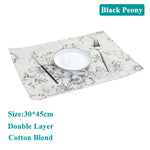 serviettes table rectangulaires coton polyester fleurées beige noir rose clair farmhouse vintage respectueux environnement