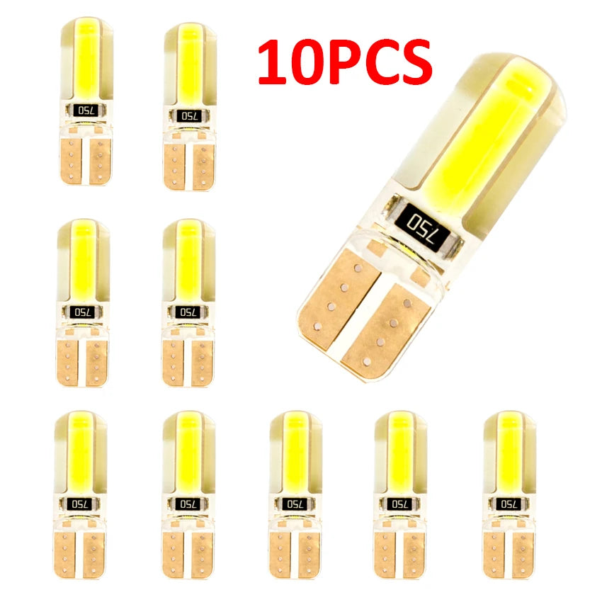 ampoules led blanc jaune bleu rouge vert 10 pièces t10 w5w 12v ultra brillantes