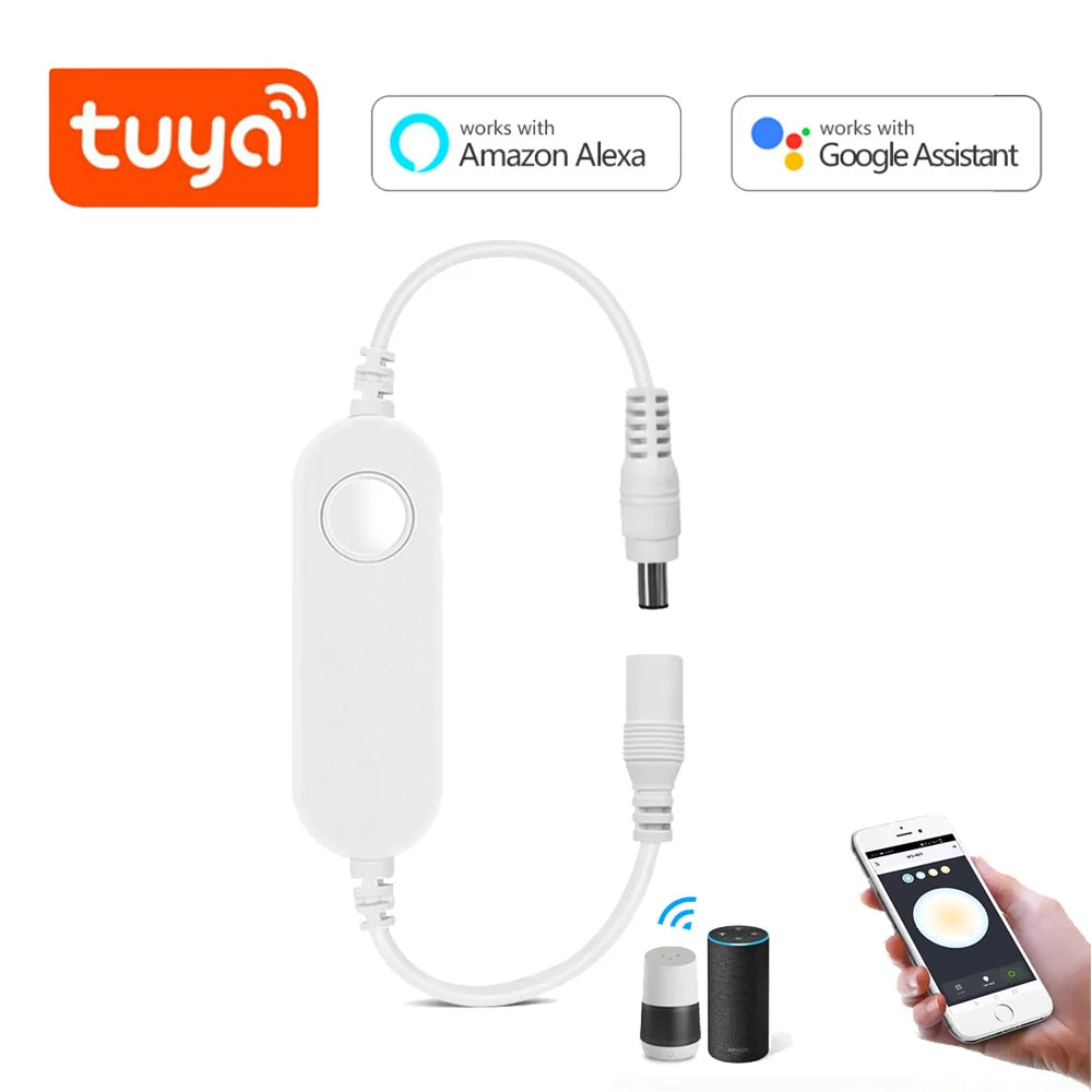 interrupteur intelligent blanc minimaliste controle wifi led bande rvb tuya app adhésif tactile 12v