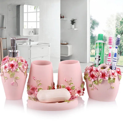 Ensemble salle de bain 5 pièces en résine couleur bourgogne