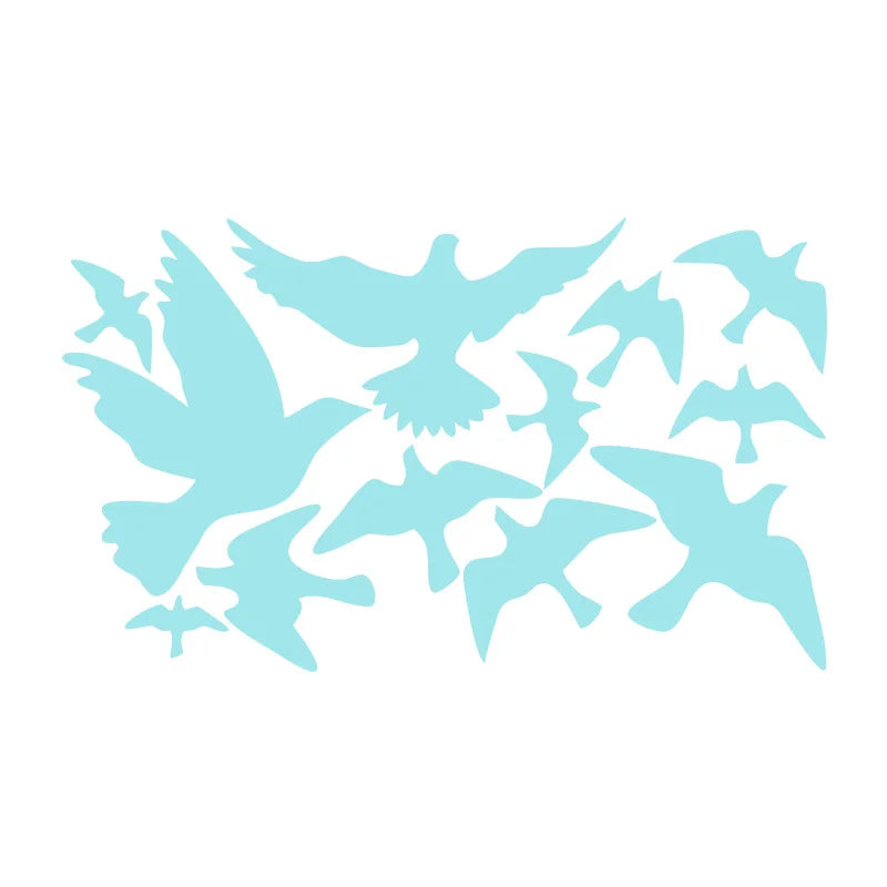 sticker mural moderne oiseaux volants blanc jaune noir 30x50cm adhésif