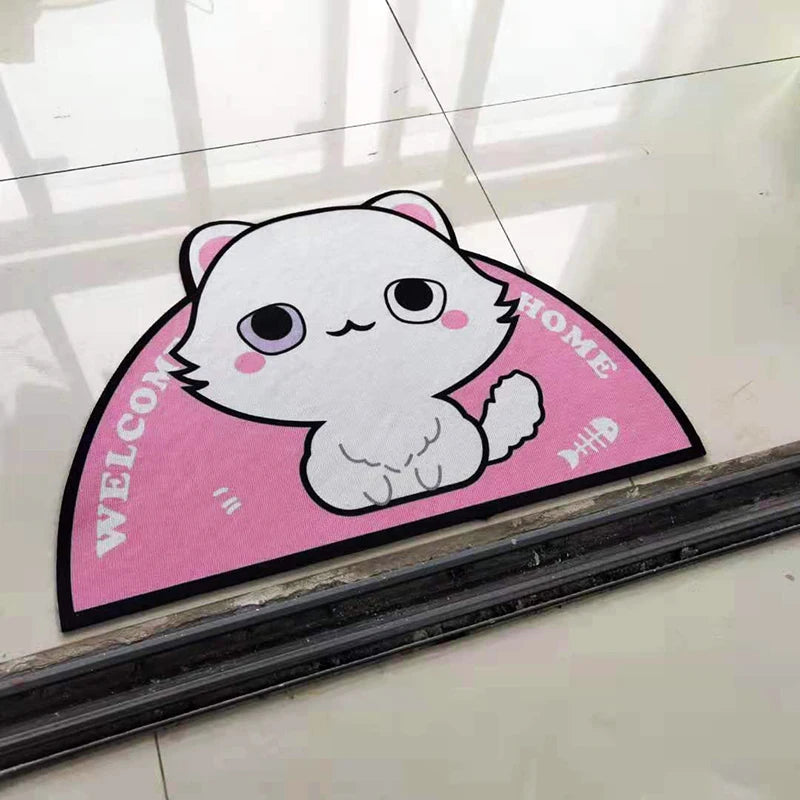 tapis d'entrée moderne dessin animé chats bienvenue couleurs variées résistant imperméable