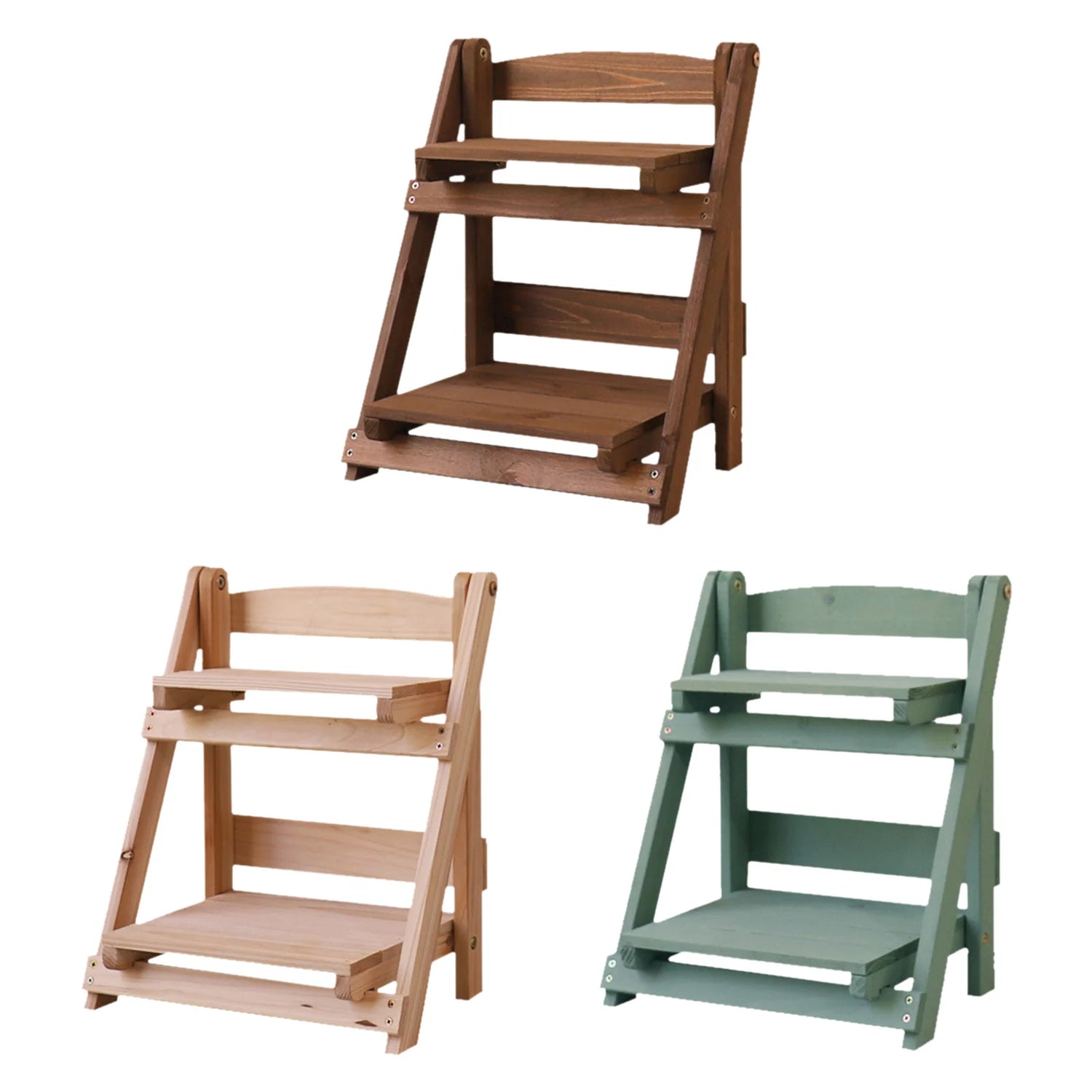 Support de plantes en bois à 2 niveaux blanc avec succulentes
