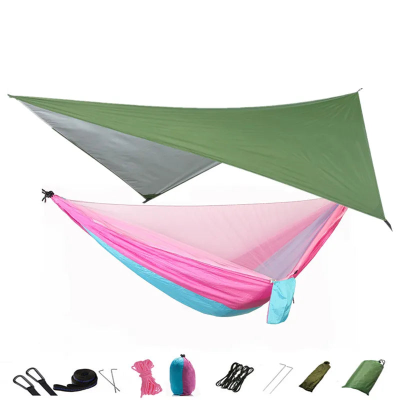 hamac camping moustiquaire auvent portable randonnée voyage survie extérieur vert