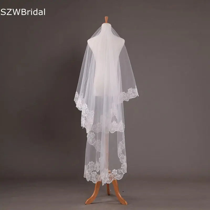 voile mariée blanc dentelle polyester classique bord appliqué femme translucide adultère unique