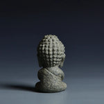 statue bouddha pierre naturelle sculpture main gris noir texture zen 8cm hauteur 4cm largeur