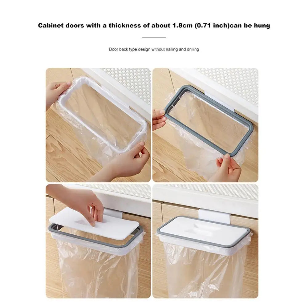 sac poubelle suspendu blanc gris clips utilisation multiple moderne pratique cuisine organisateur