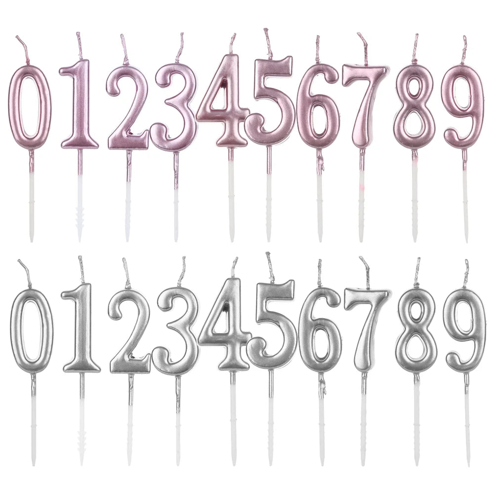 bougies forme chiffres anniversaire rose pâle argenté résille fine moderne minimaliste tringle chiffres