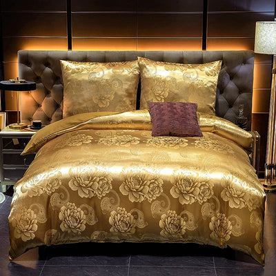 Parure de lit 240x220 cm style nordique en polyester jacquard - Vue d'ensemble sur lit king size