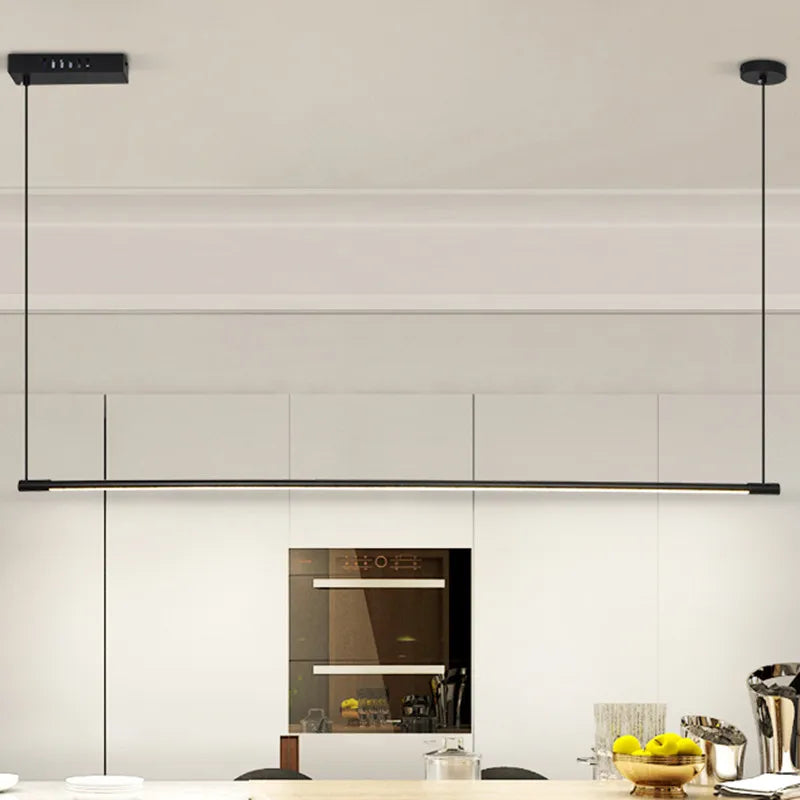 lampe suspendue moderne noire rectangulaire lisse sans ombre led 20w 1000mm