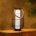 lanterne vintage rustique cage métallique corde noir toile blanche extérieure imperméable éclairage public led