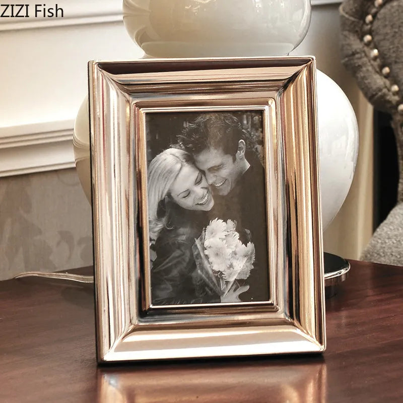Cadre photo rectangle argenté pour décoration bureau