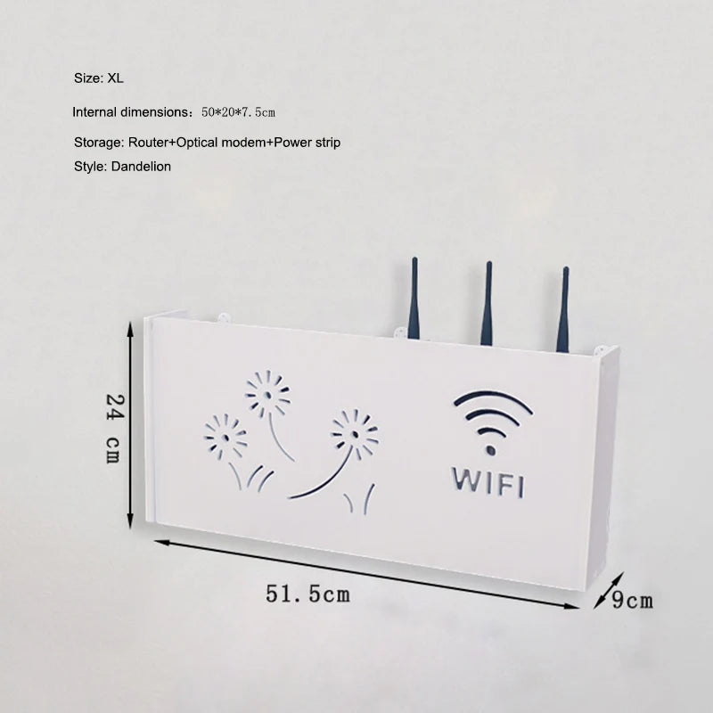 boîte rangement routeur modem optique cable électrique moderne adhésif blanc fleuri
