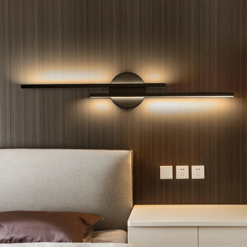 applique murale led moderne minimaliste noir blanc chambre salon entrée fixée mur deux sources