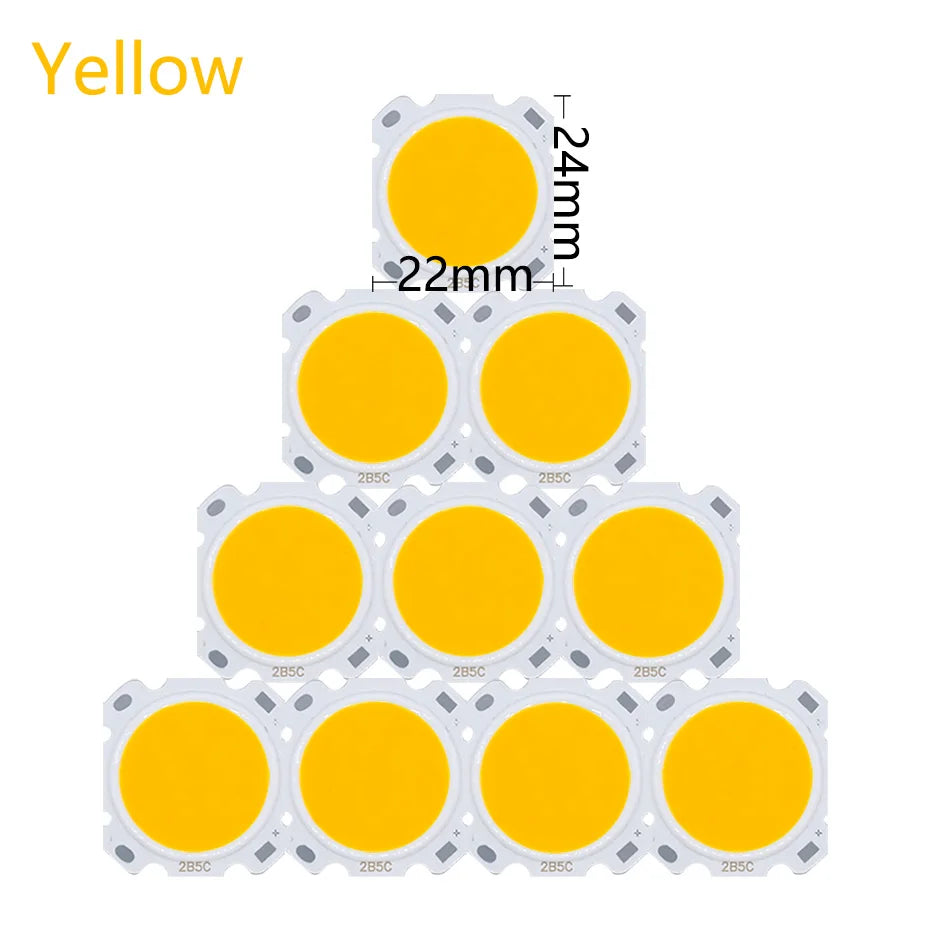 LED COB 3W 5W orange blanc jaune 22x24mm modernes puissantes