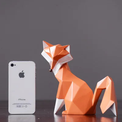 figurines renards géométriques modernes résine orange blanc décoratives chambre maison