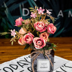 fleur artificielle rose thé soie bouquet rouge blanc décoration mariage maison jardin