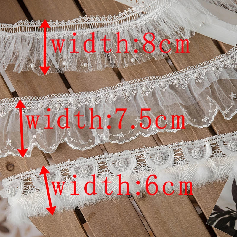 ruban dentelle blanc plumes bordure fine largeur 8cm 7.5cm 6cm artisanat diy décoration mariage