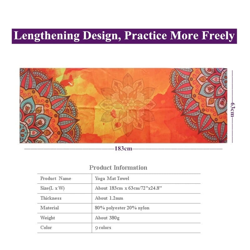serviette yoga bleu mandala anti dérapante 183cm 63cm ethnique moderne multifonctionnelle fitness