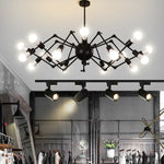 suspension lumineuse industrielle fer noir 12 lumières pince suspension branches ampoules éclairage loft art