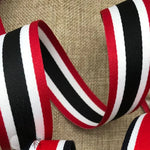 ruban polyester largeur 3cm rouge blanc bleu marine motif rayures classique double face