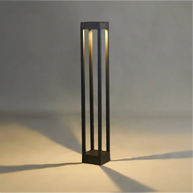 lampe sol moderne éclairage public led étanche ip65 noir base carrée câble électrique flux