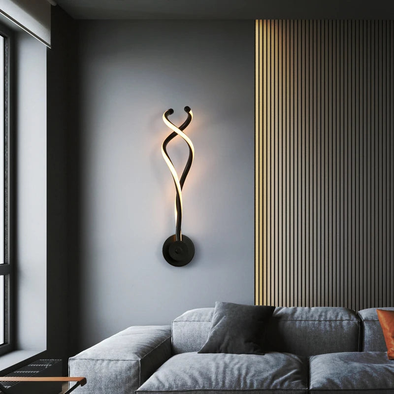 applique murale contemporaine minimaliste noir blanc élégante fixée mur lumière led flux lumineuxmodifiable