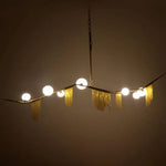 suspension lumineuse moderne or franges led touchette interrupteur chrome poli