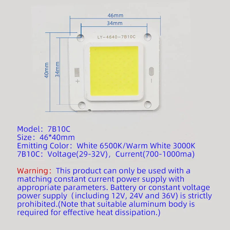 ampoules led chip carré matrice coB blanc chaud froid haute puissance diy projecteurextérieur modernes