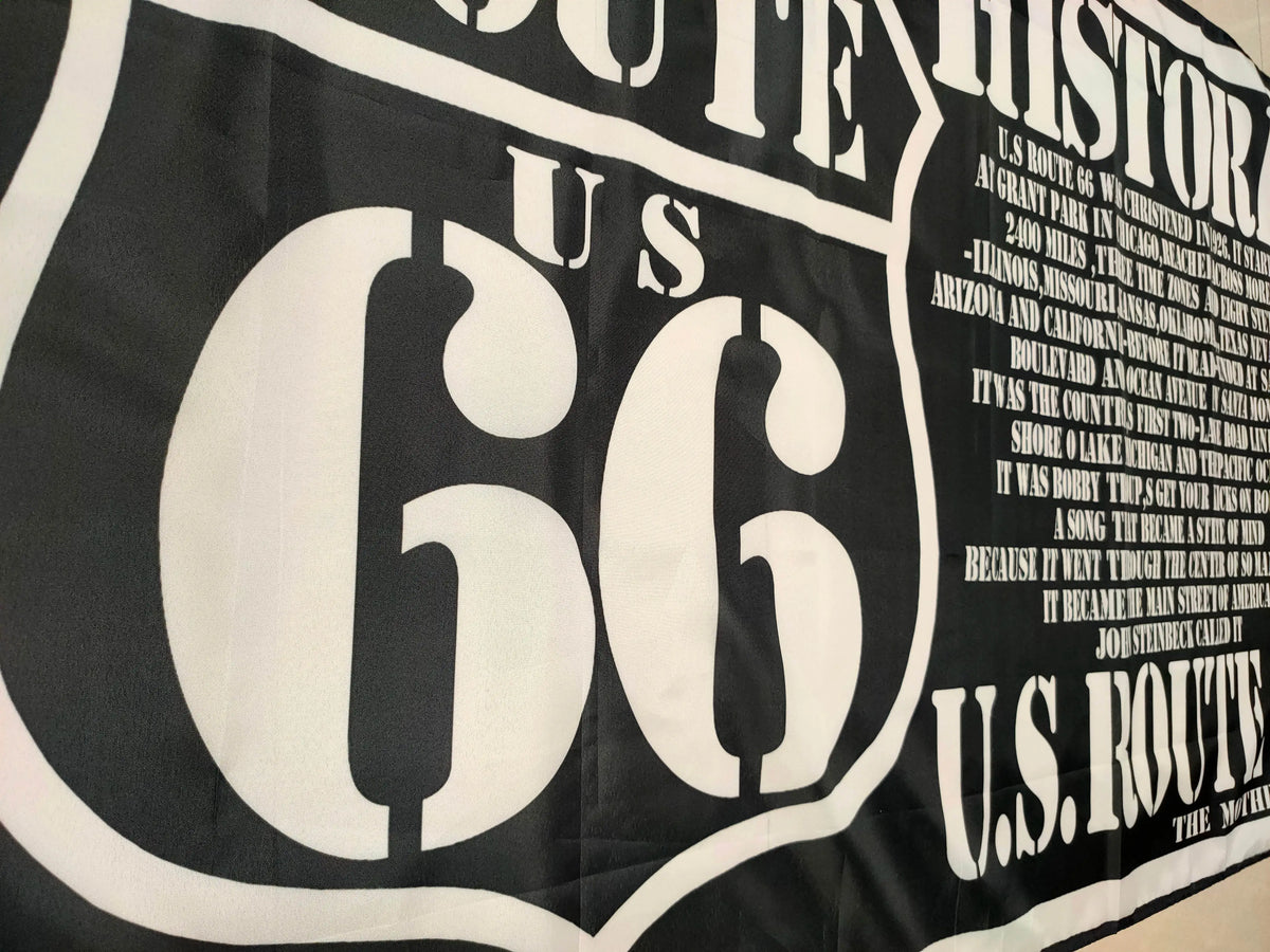 drapeau route 66 noir blanc polyester custom classique rétro décoration 120x180cm