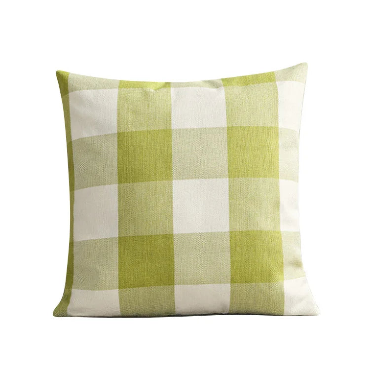 housse coussin carreaux géométriques bleu marine blanc rustique décontracté salon chambre voiture 45x45cm