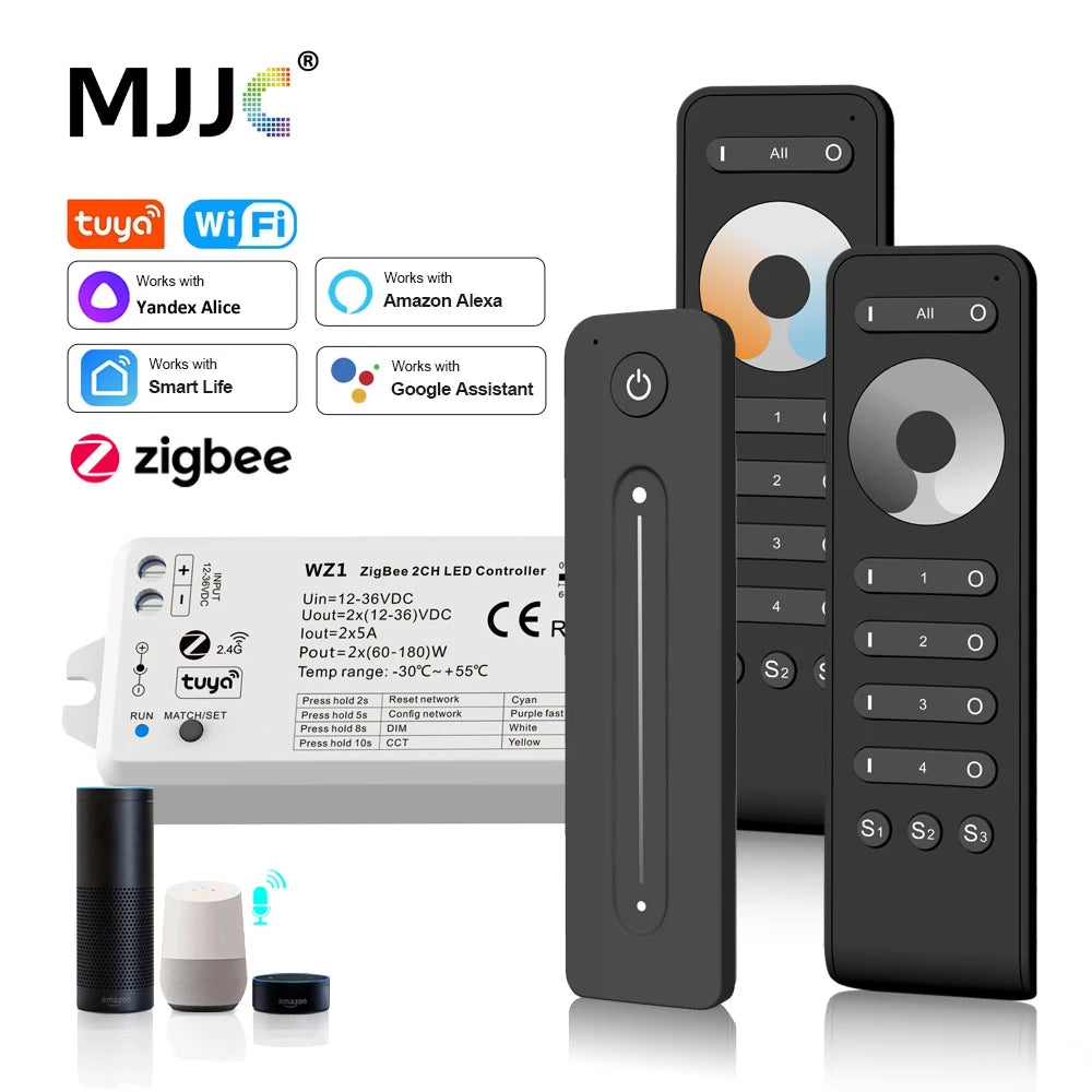 contrôleur led zigbee 2ch noir moderne adhésif télécommande récepteur wz1 led strip