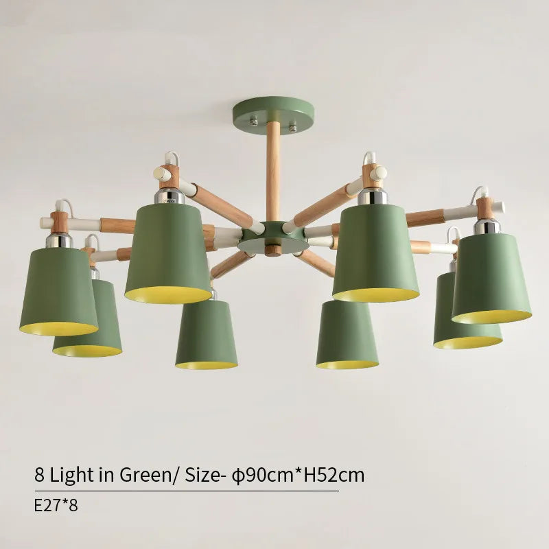lampe suspendue moderne vert gris conique bois led encastrée