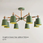lampe suspendue moderne vert gris conique bois led encastrée
