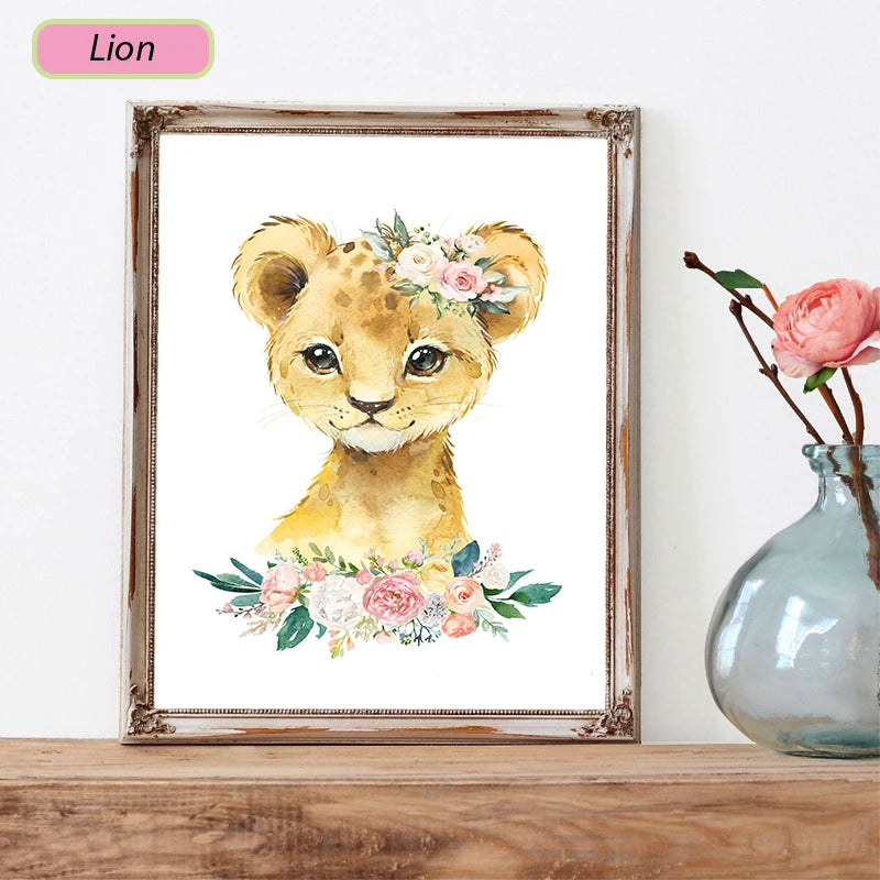 Décoration murale toile moderne avec éléphant et zèbre