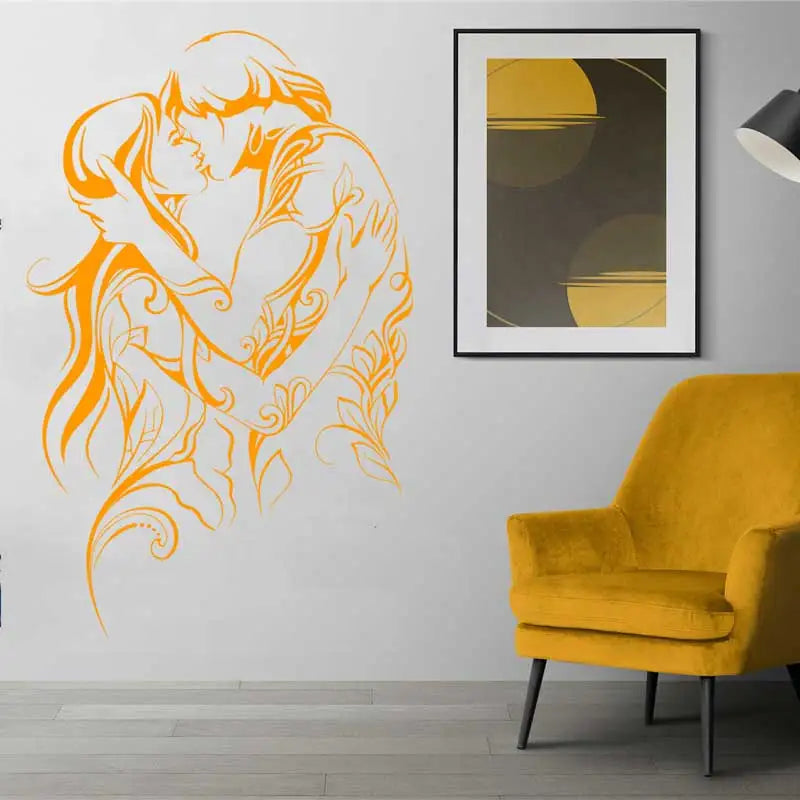 Autocollant mural avion pour décoration murale couple en blanc