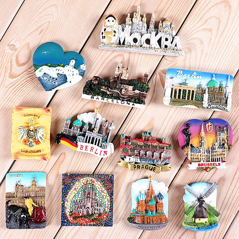 souvenirs aimants réfrigérateur scènes urbaines paysages culturels personnages belgique berlin grèce russie espagne praguechine