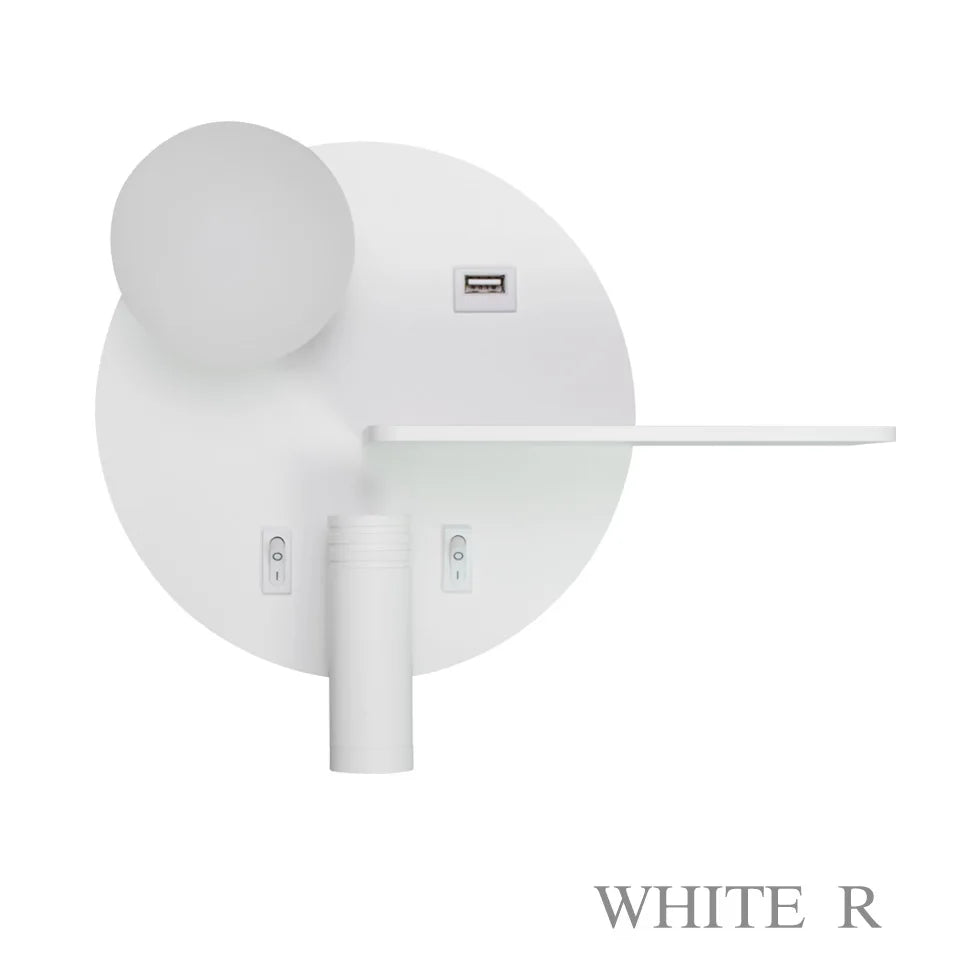 lampe murale moderne étagère usb blanc noir rose adjustable chambre salon