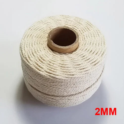 corde coton tissée rustique 100 naturelle 2mm 80m rouleau écologique haute ténacité blanc