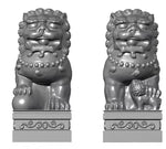 statues lions chinois or blanc crème sculptées détaillées traditionnel asiatique résistant extérieur