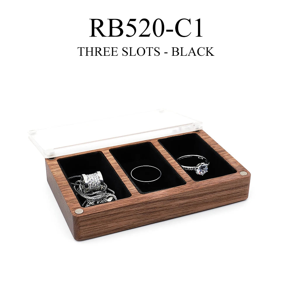 boîte bijoux bois compartiment verre bague collier boucle d'oreille cadeau
