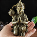 statue hanuman dieu singe bronze details sculptés decoration religieuse traditionnelle hindoue massue ornée