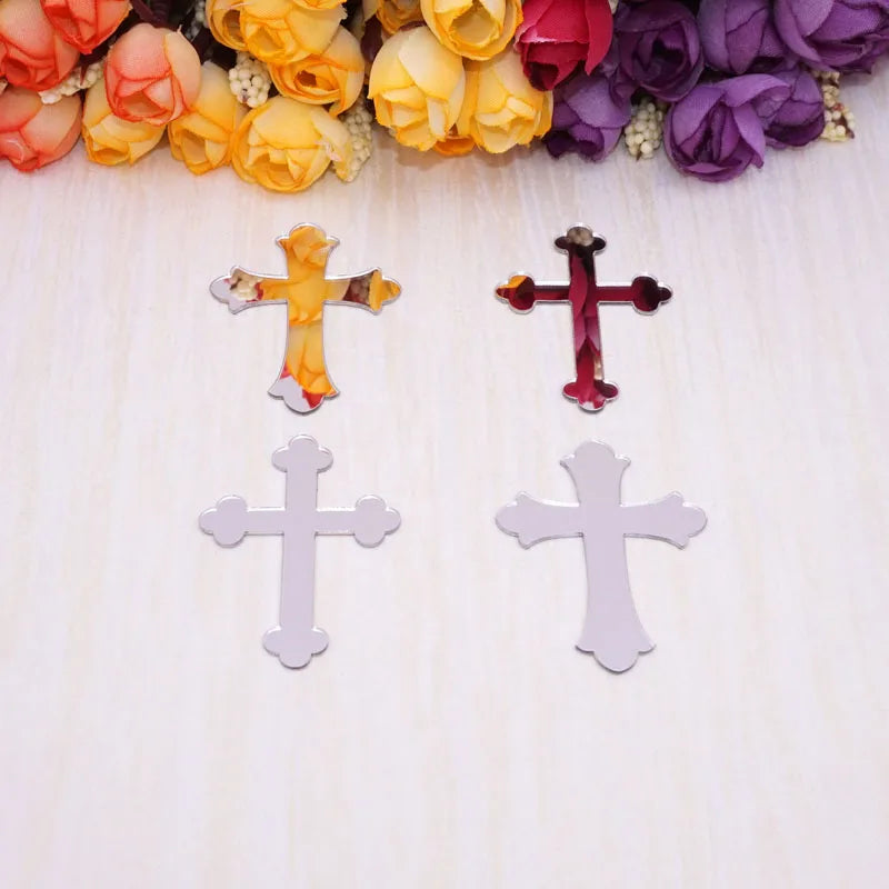 croix acrylique noires or rouges brillantes mariage anniversaire baptême 50 pièces