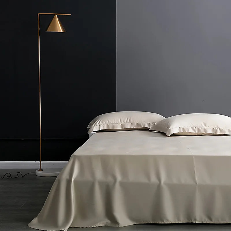 drap plat soie mûrier naturel uni lit double grande taille moderne