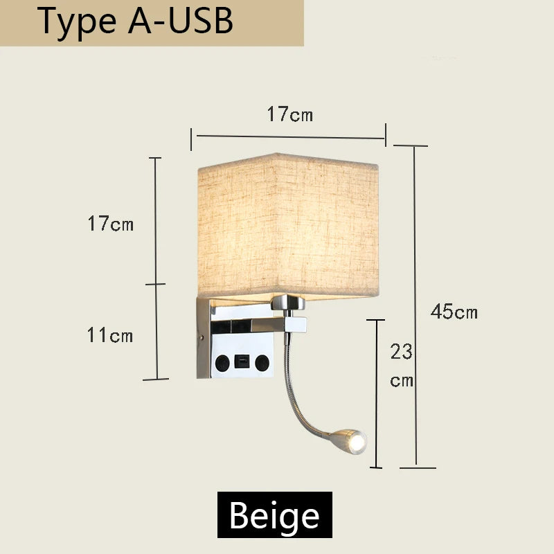 lampe murale moderne toile lin noir beige interrupteur usb 249 2000 lumens chambre cuisine